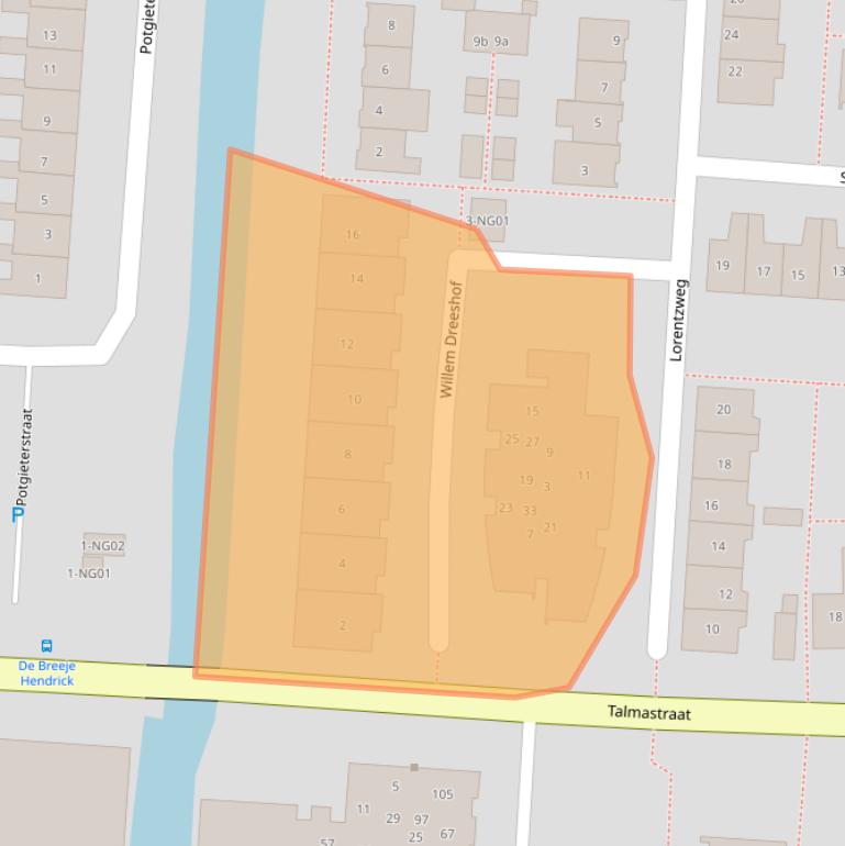 Kaart van postcodegebied 2941VN.