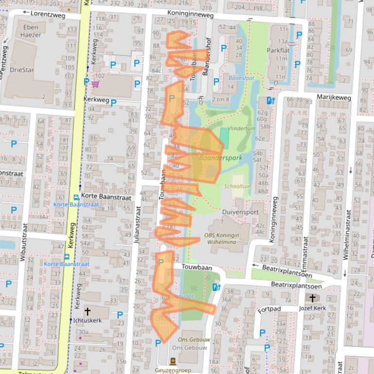 Kaart van postcodegebied 2941XV.