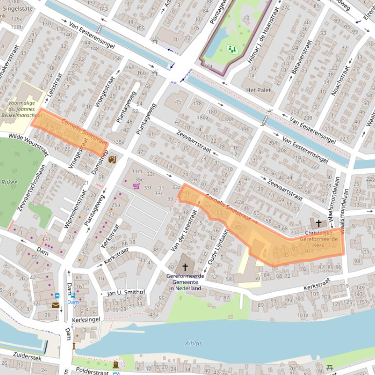 Kaart van postcodegebied 2951AB.