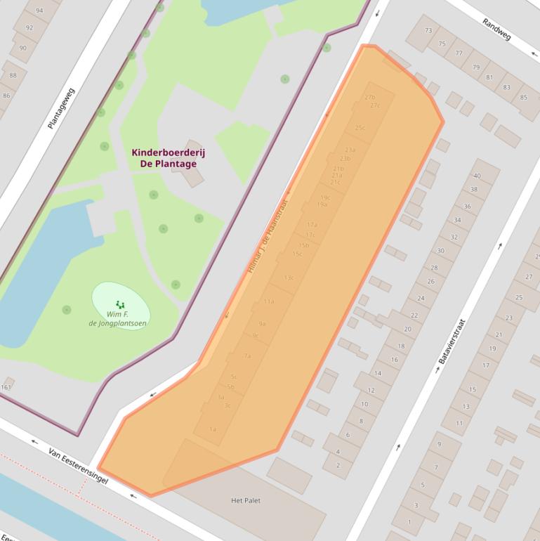 Kaart van postcodegebied 2951AD.