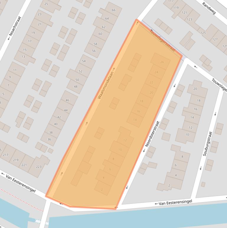 Kaart van postcodegebied 2951AH.