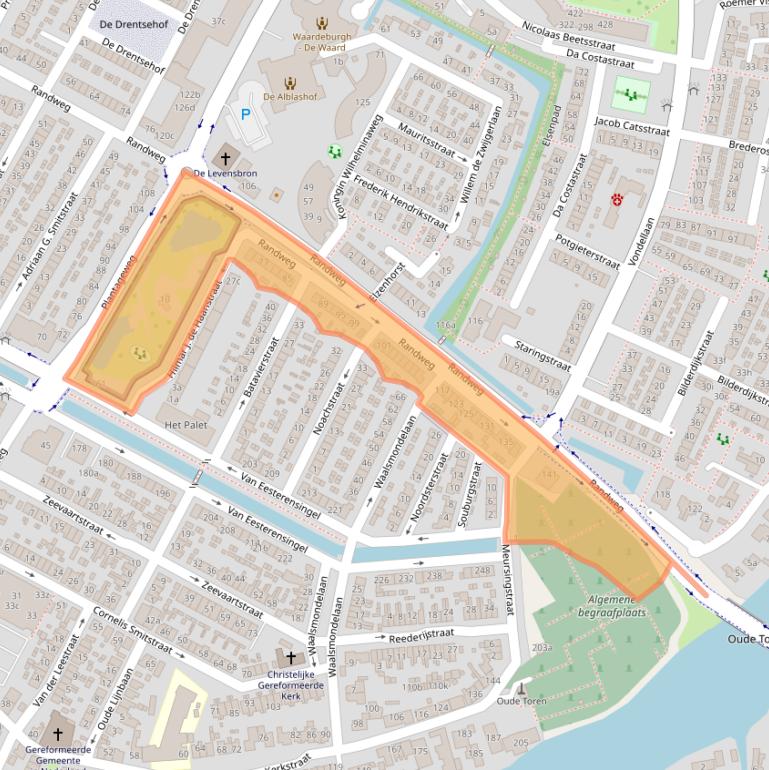 Kaart van postcodegebied 2951AK.