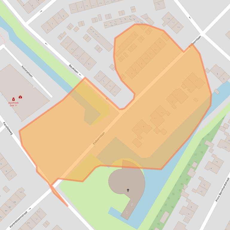 Kaart van postcodegebied 2951BE.