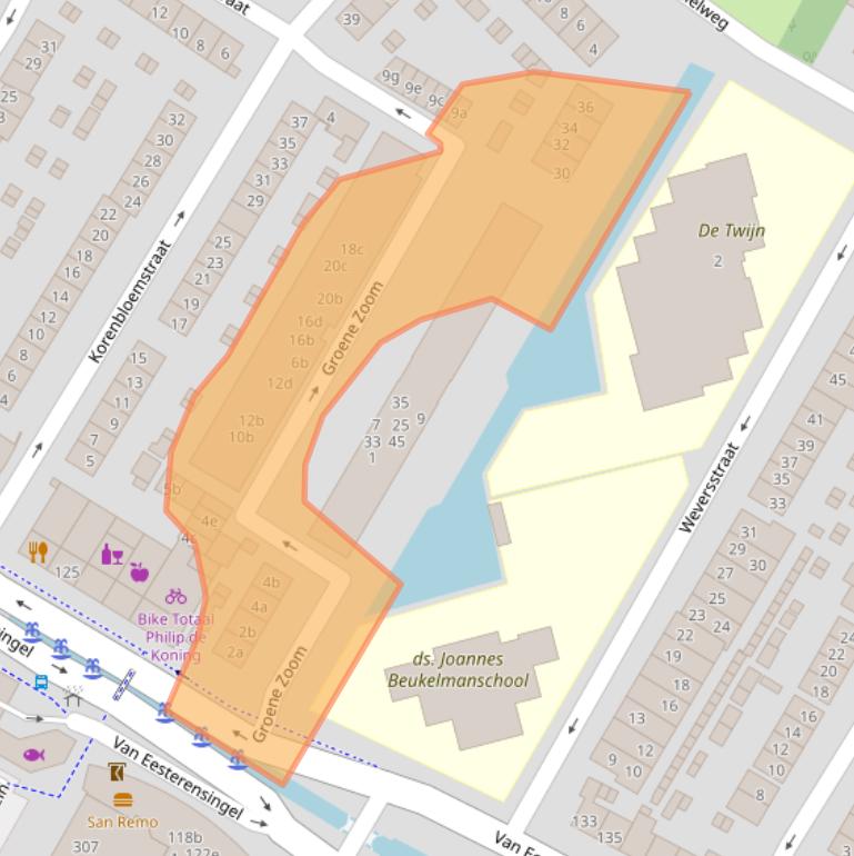 Kaart van postcodegebied 2951BJ.