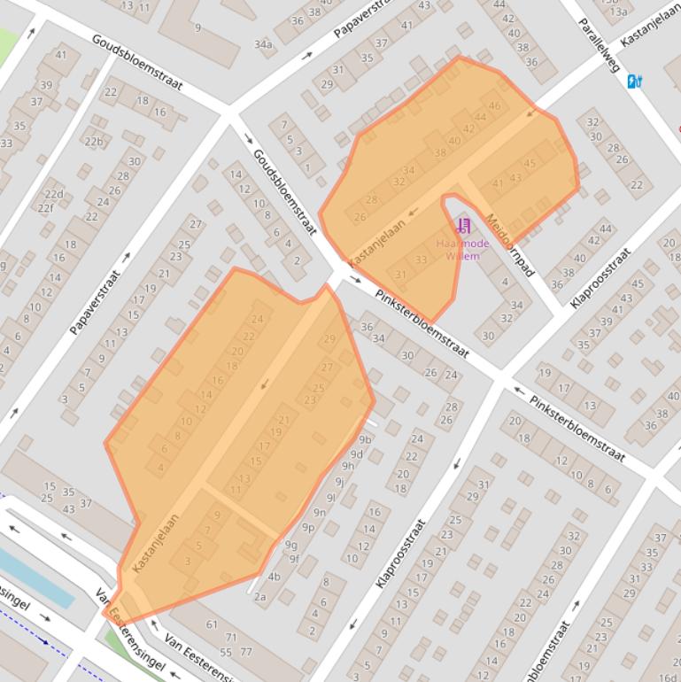 Kaart van postcodegebied 2951BK.