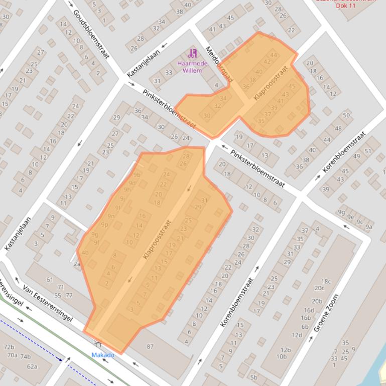 Kaart van postcodegebied 2951BL.