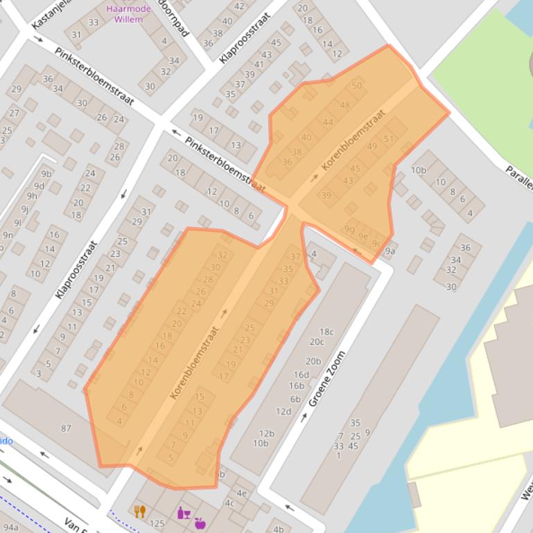 Kaart van postcodegebied 2951BM.