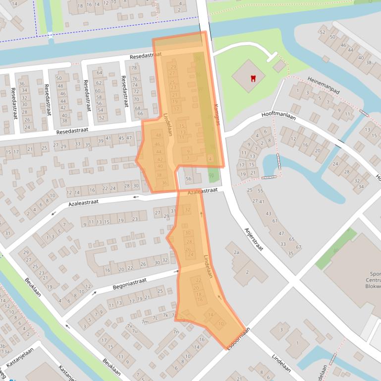 Kaart van postcodegebied 2951BN.