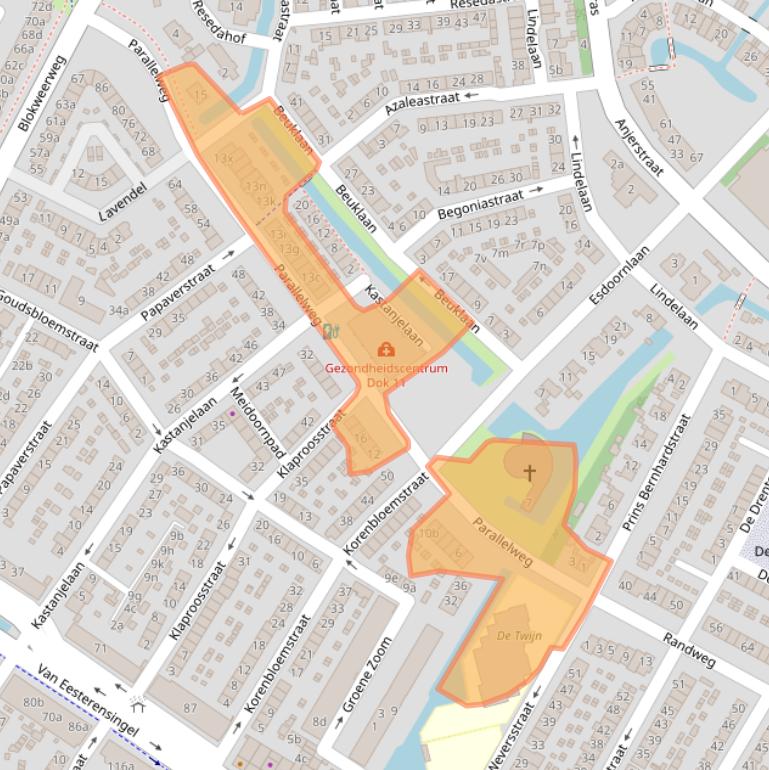 Kaart van postcodegebied 2951BS.