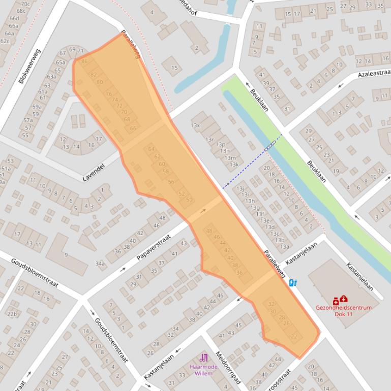 Kaart van postcodegebied 2951BT.