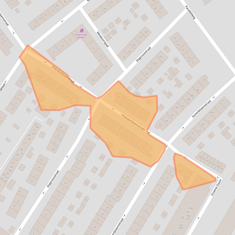 Kaart van postcodegebied 2951BV.