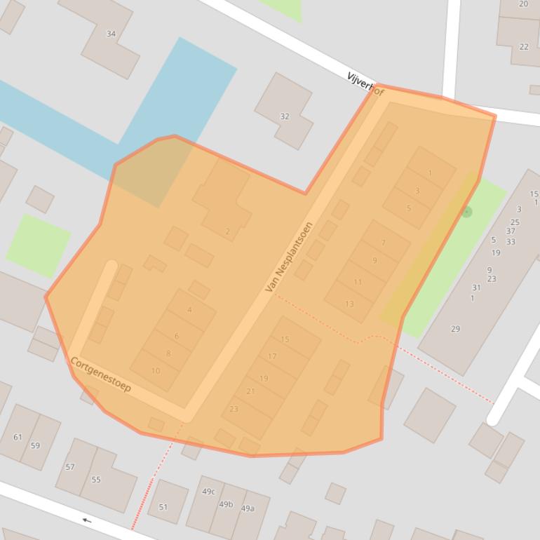 Kaart van postcodegebied 2951CS.