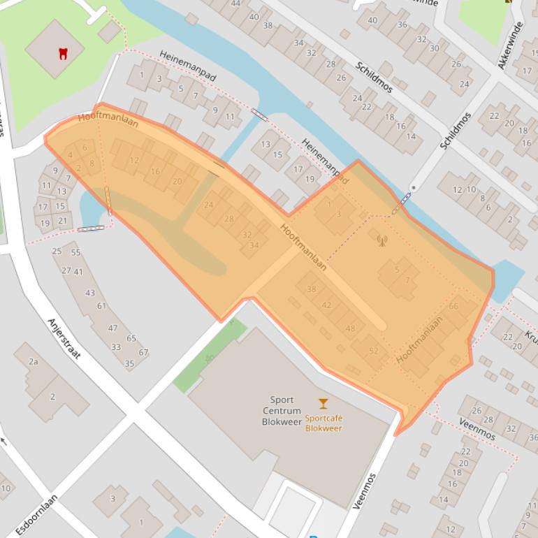 Kaart van postcodegebied 2951DB.