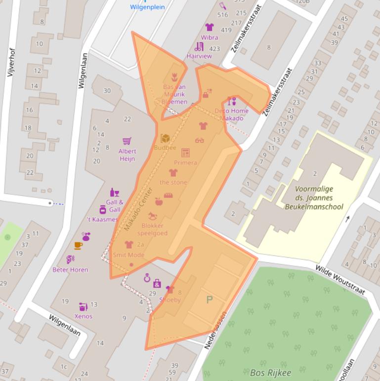 Kaart van postcodegebied 2951EJ.