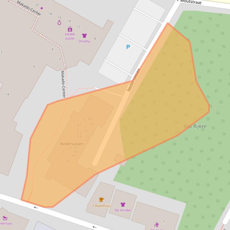 Kaart van postcodegebied 2951ET.
