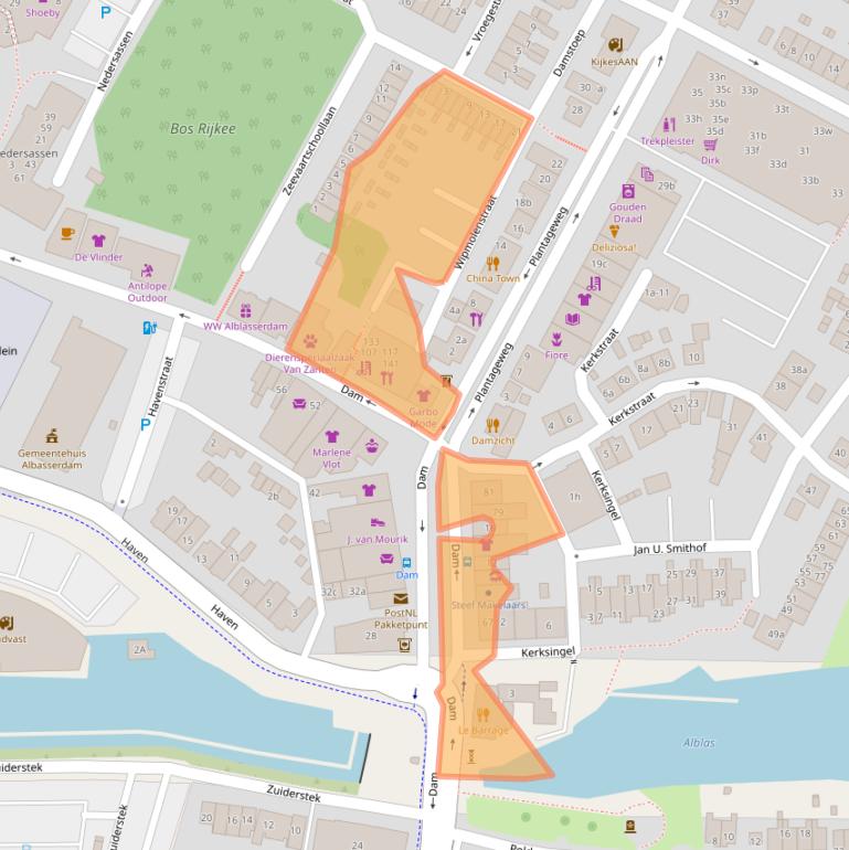 Kaart van postcodegebied 2951GA.