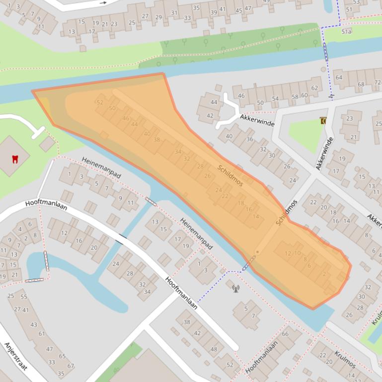 Kaart van postcodegebied 2951HH.