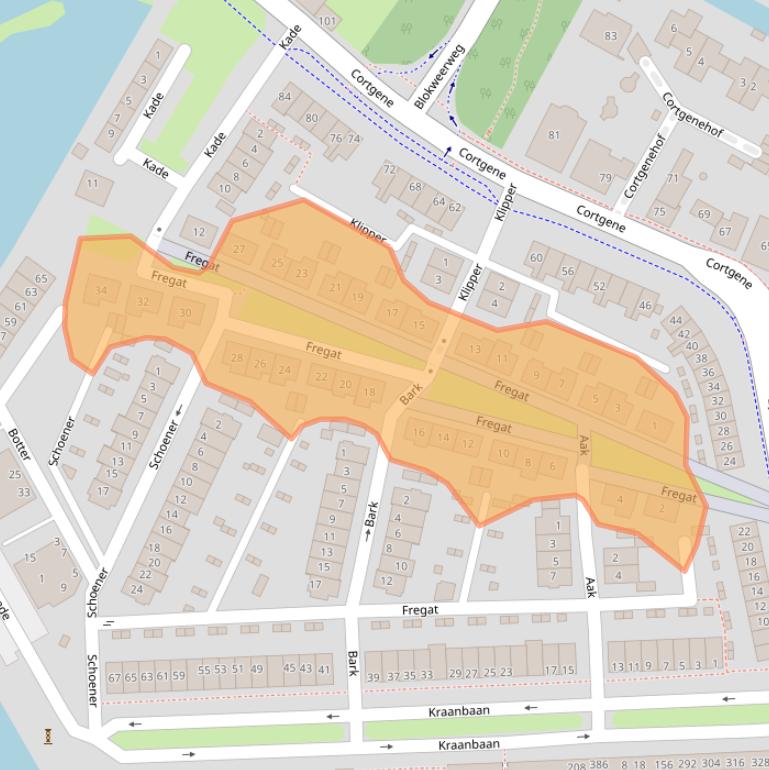 Kaart van postcodegebied 2951JD.