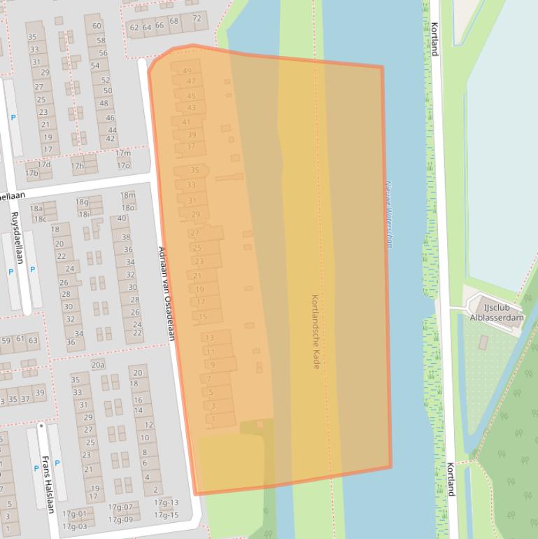 Kaart van postcodegebied 2951PA.