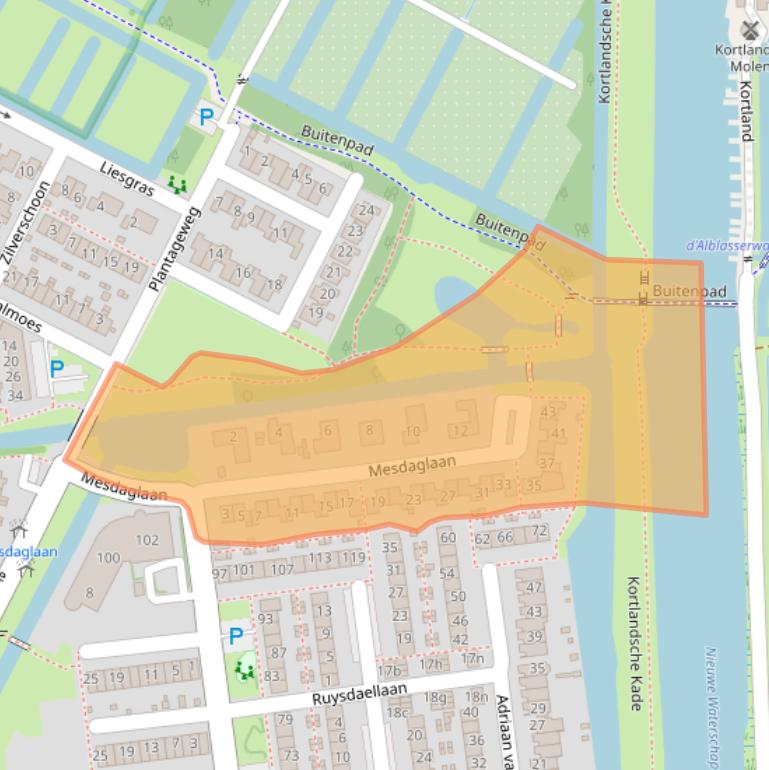 Kaart van postcodegebied 2951PH.