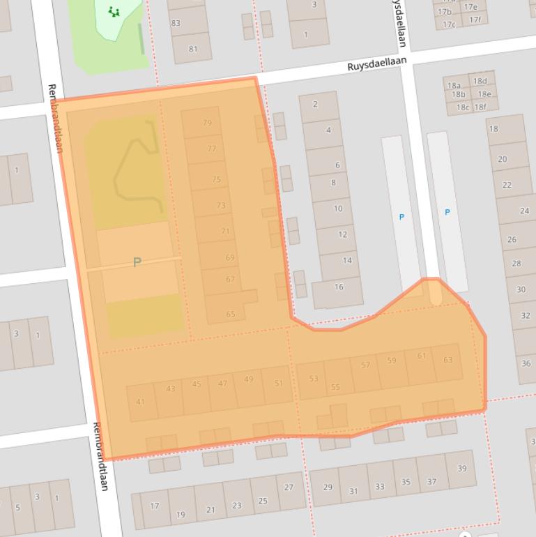 Kaart van postcodegebied 2951PK.