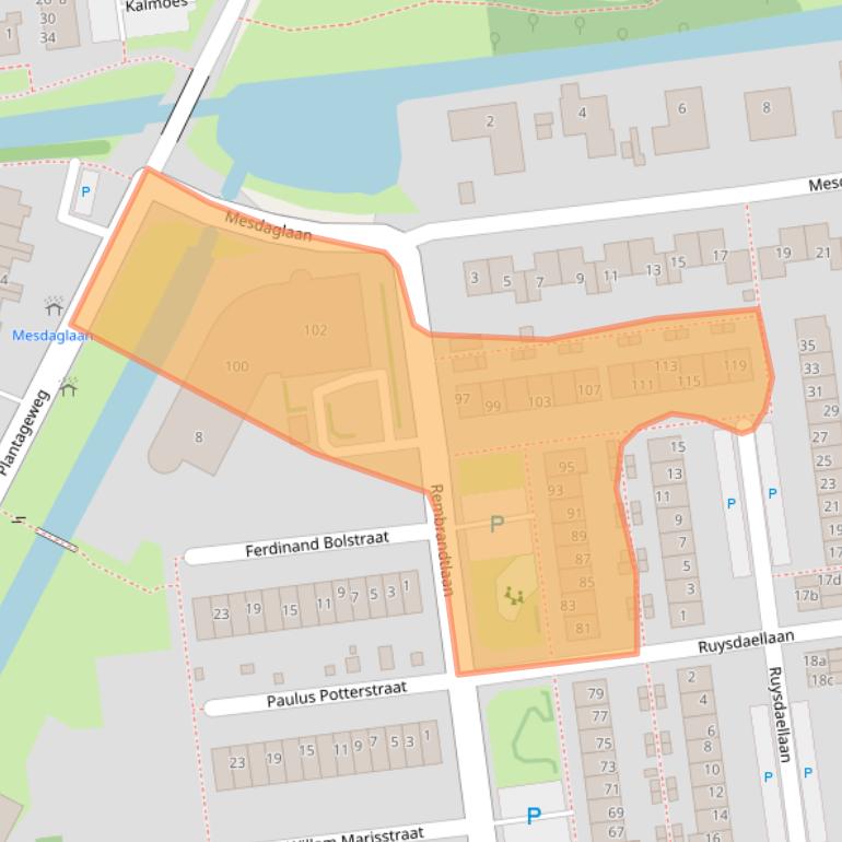 Kaart van postcodegebied 2951PL.