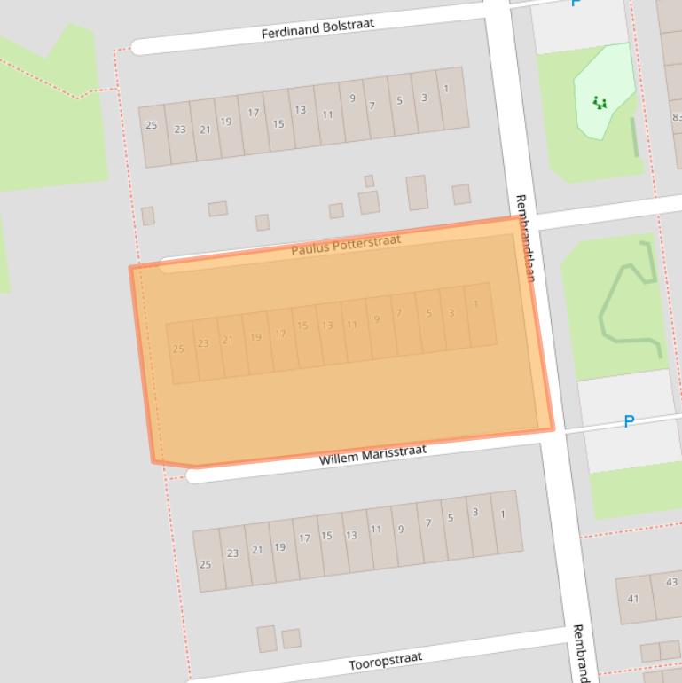 Kaart van postcodegebied 2951SV.