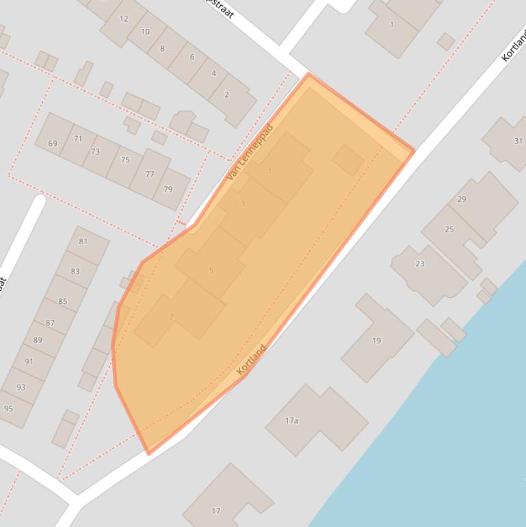 Kaart van postcodegebied 2951TJ.