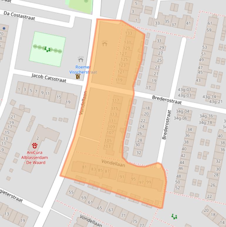 Kaart van postcodegebied 2951TR.