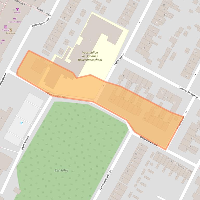 Kaart van postcodegebied 2951VV.