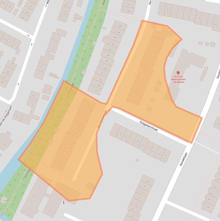 Kaart van postcodegebied 2951XA.