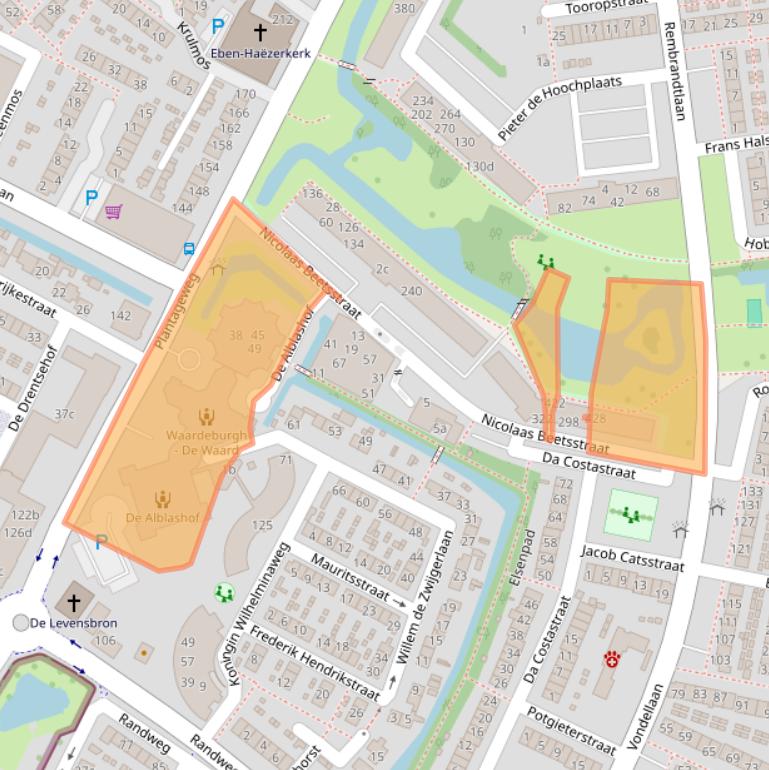 Kaart van postcodegebied 2951XR.
