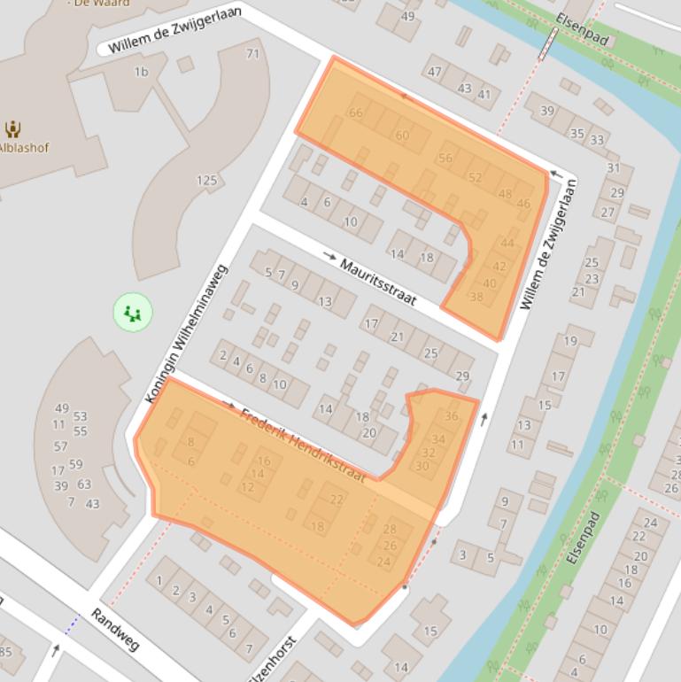 Kaart van postcodegebied 2951XX.