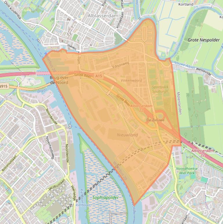 Kaart van postcodegebied 2952.