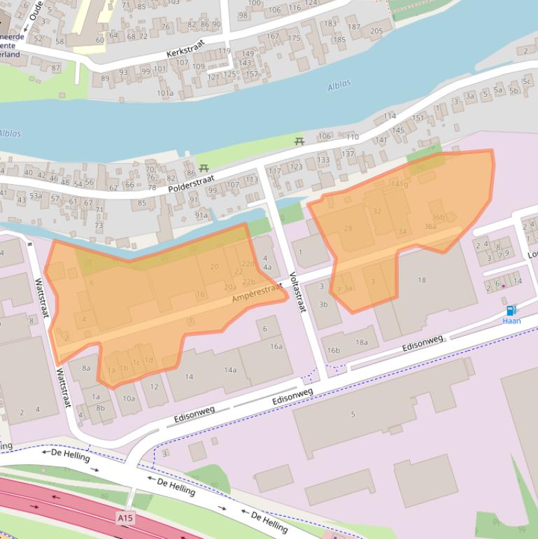Kaart van postcodegebied 2952AA.