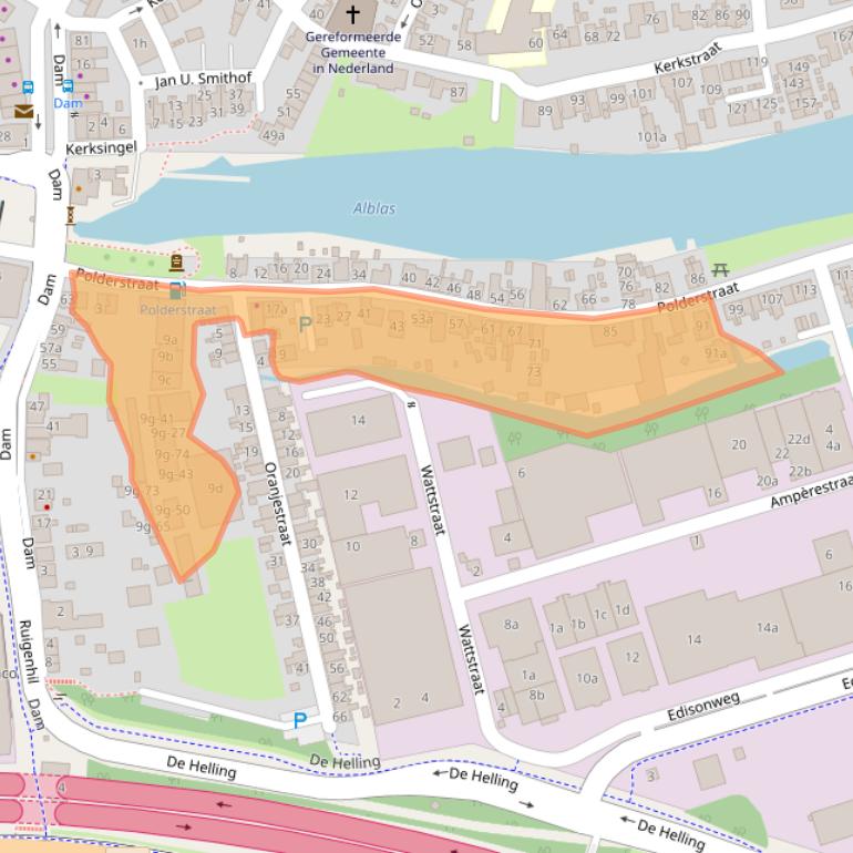 Kaart van postcodegebied 2952AK.