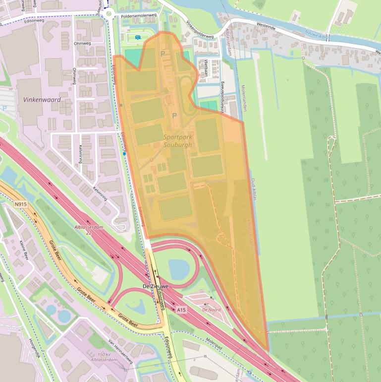 Kaart van postcodegebied 2952BV.
