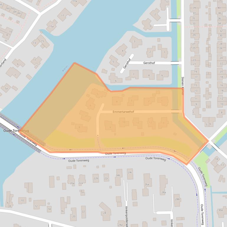 Kaart van postcodegebied 2952EA.