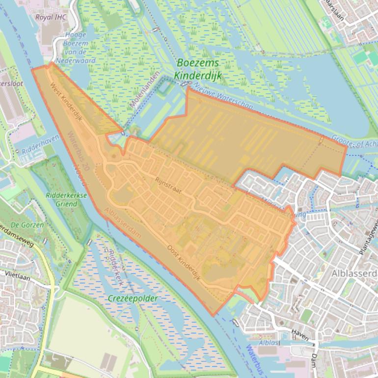Kaart van postcodegebied 2953.
