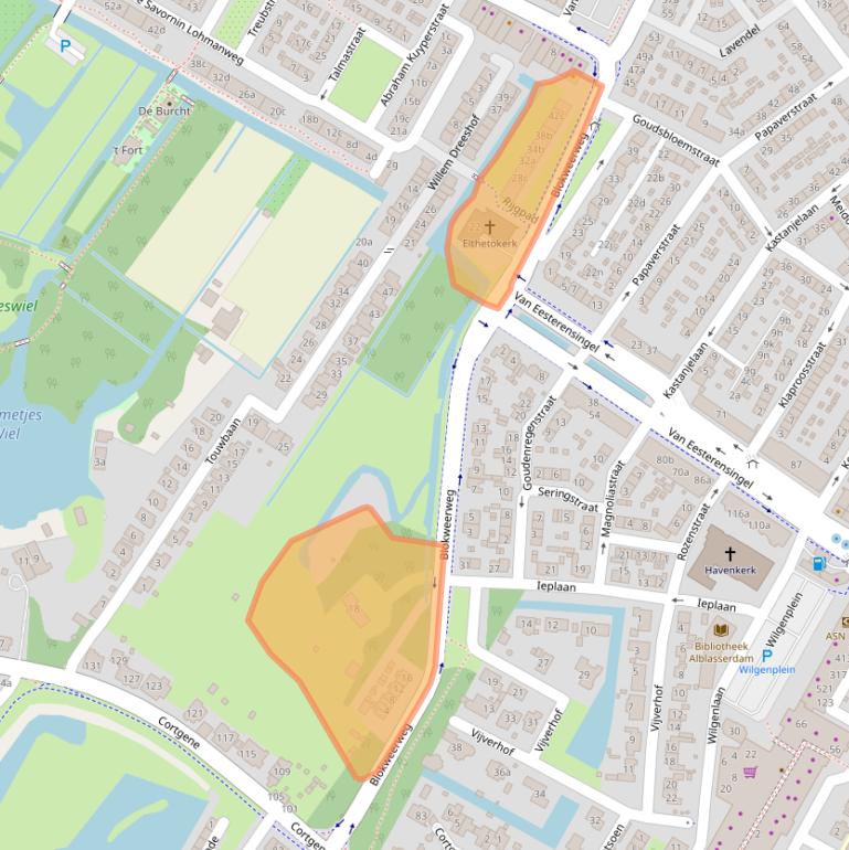 Kaart van postcodegebied 2953AB.
