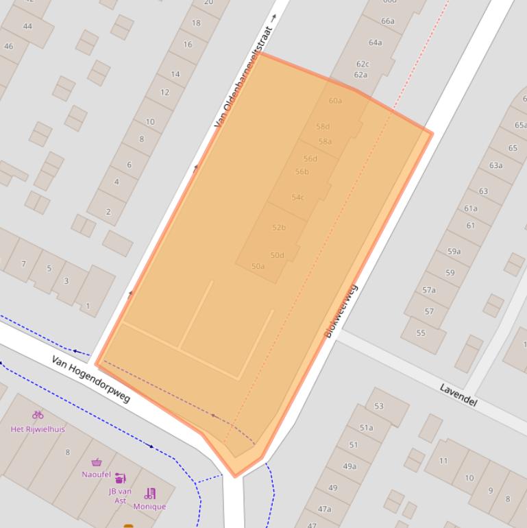 Kaart van postcodegebied 2953AC.