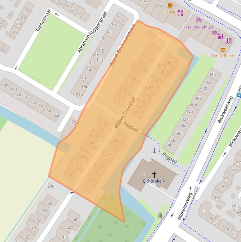 Kaart van postcodegebied 2953AW.