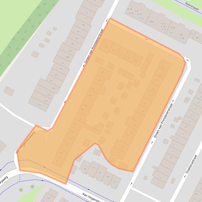 Kaart van postcodegebied 2953BE.