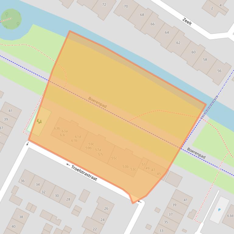 Kaart van postcodegebied 2953BL.
