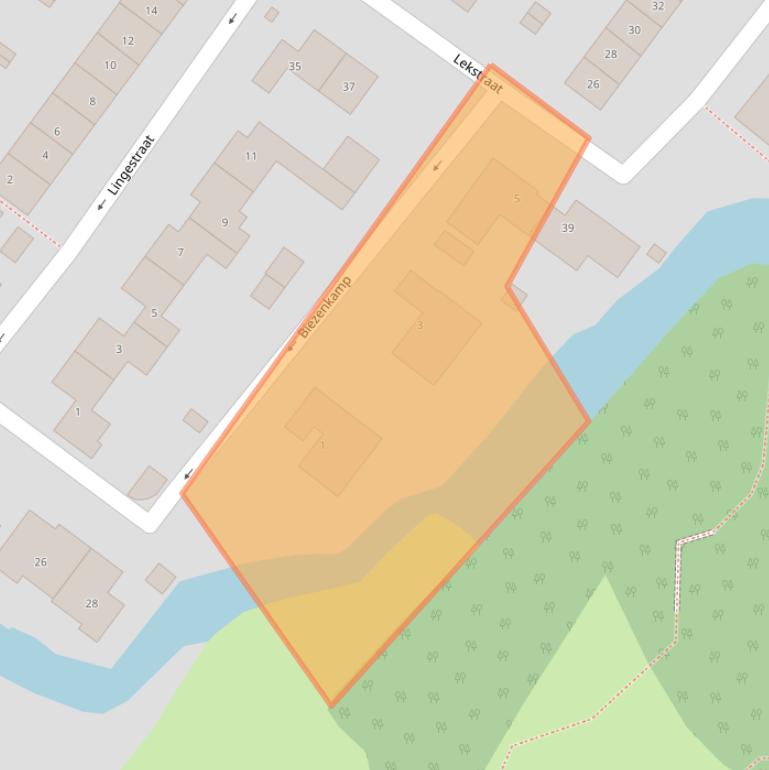 Kaart van postcodegebied 2953CA.