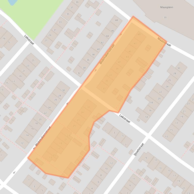 Kaart van postcodegebied 2953CB.