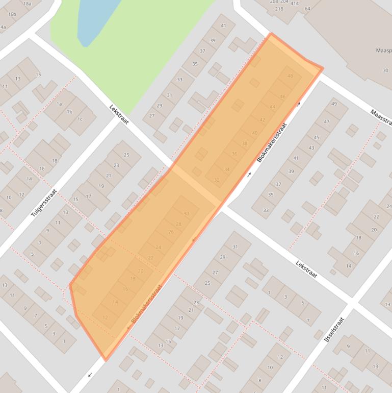 Kaart van postcodegebied 2953CC.