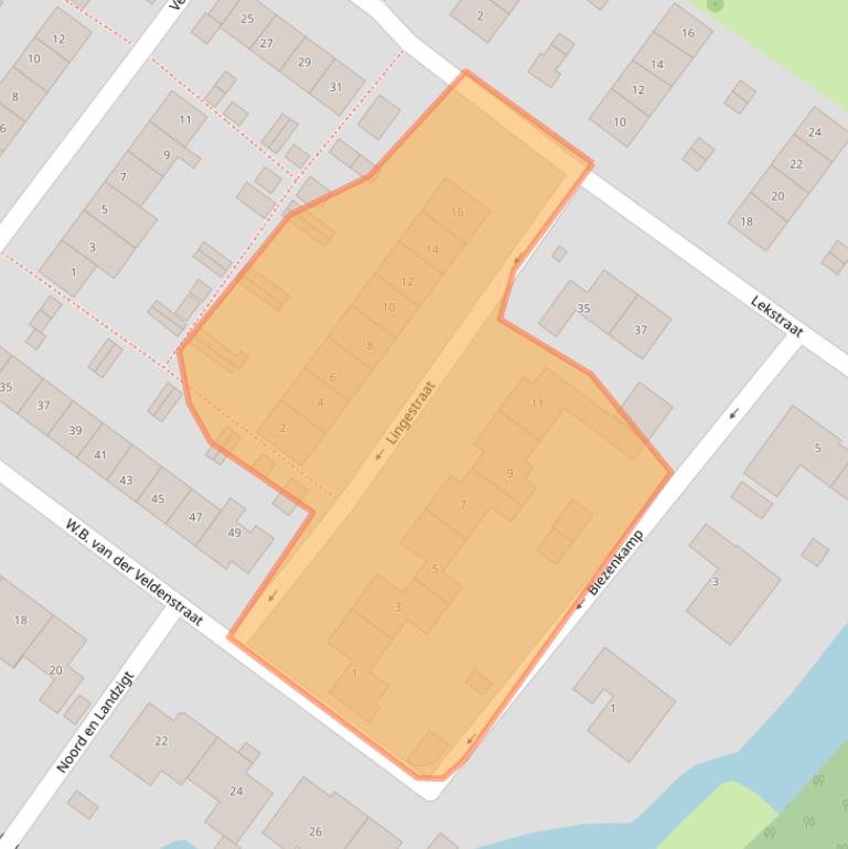 Kaart van postcodegebied 2953CG.