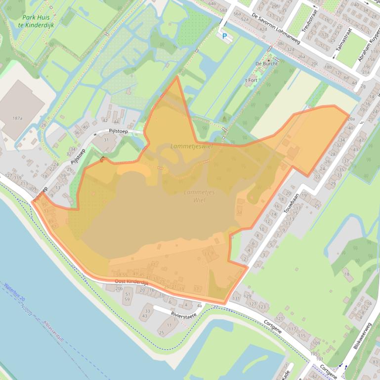 Kaart van postcodegebied 2953CJ.