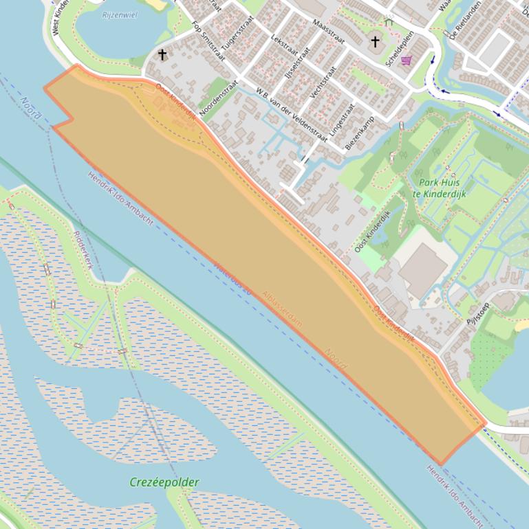 Kaart van postcodegebied 2953CR.